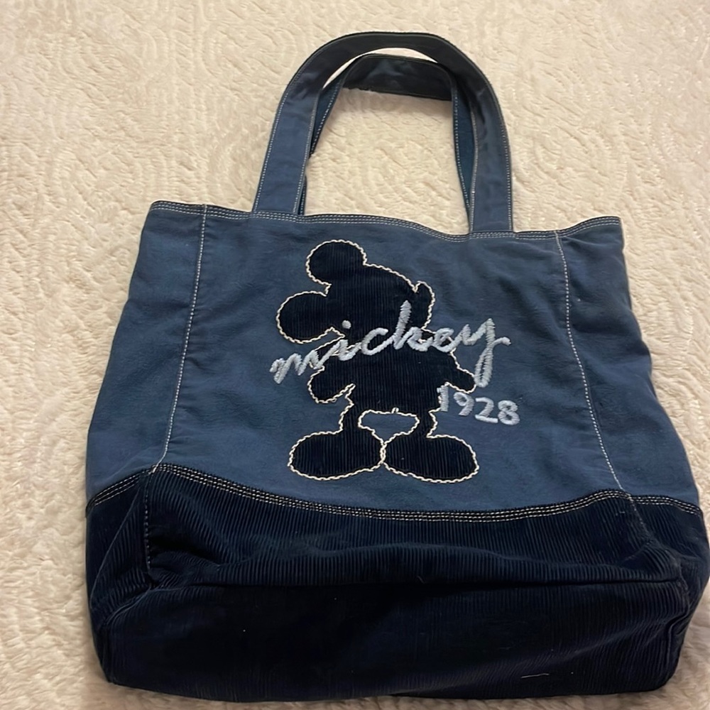 Disney Mickey Mouse 1928 Blue Denim Cordoroy Shoulder Bag